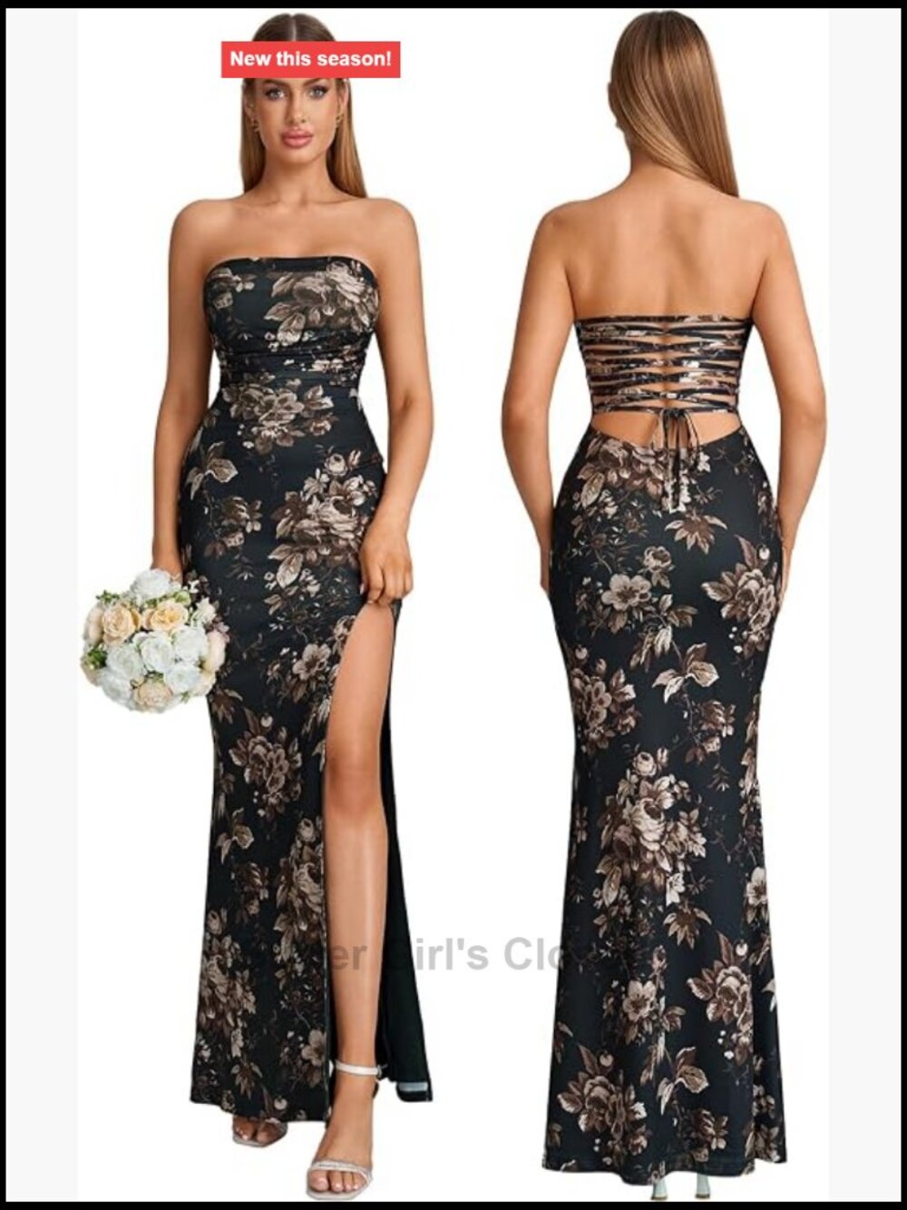 Strapless Bodycon Maxi Dress with Side Slit